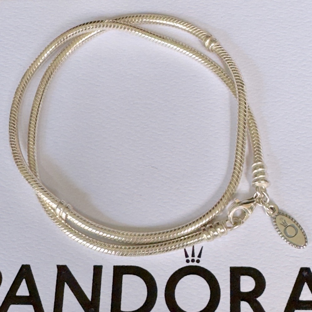 Genuine Pandora Cable Snake Chain Charm Necklace Chocker Lobster Clasp 15.5”